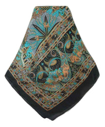 Classic Paisley Long Scarf Mulberry Silk Anya Jet by Pashmina & Silk