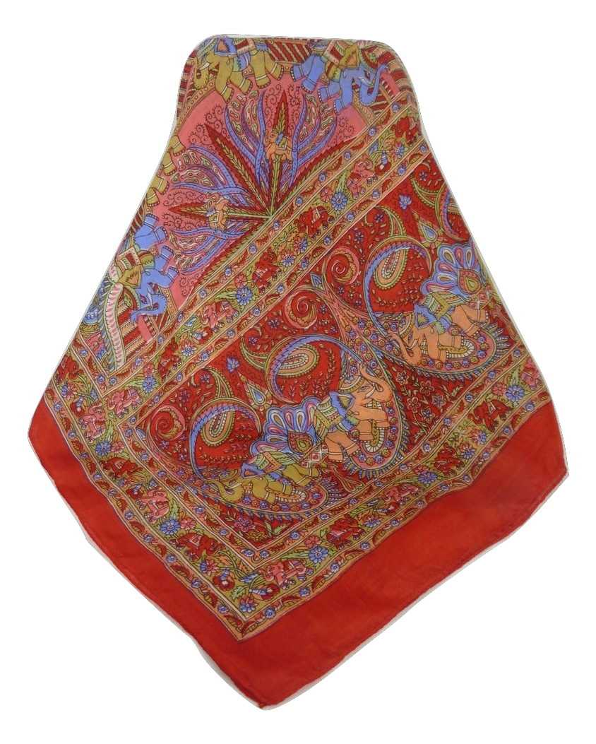 Classic Paisley Long Scarf Mulberry Silk Anya Scarlet by Pashmina & Silk