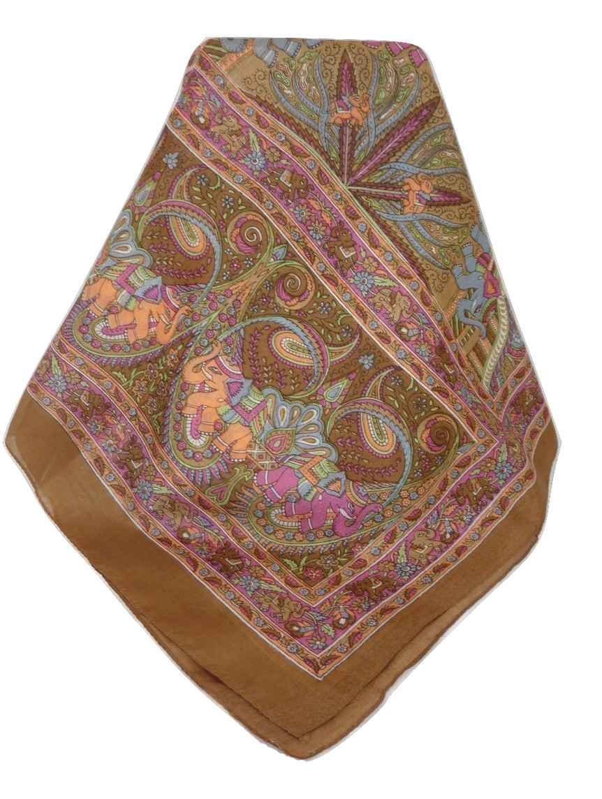 Classic Paisley Long Scarf Mulberry Silk Anya Caramel by Pashmina & Silk