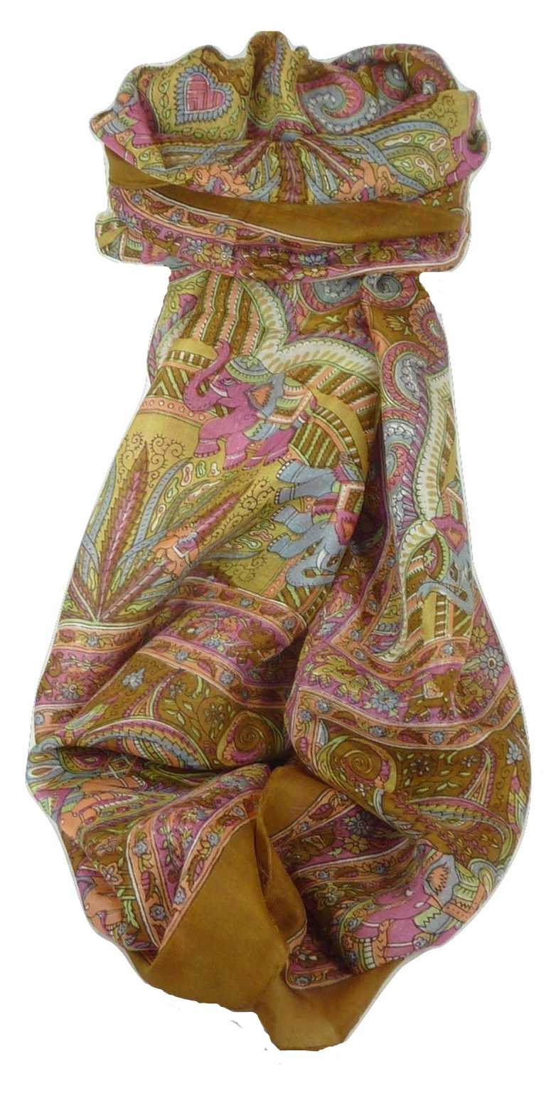 Classic Paisley Long Scarf Mulberry Silk Anya Sienna by Pashmina & Silk