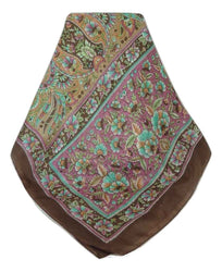Classic Paisley Long Scarf Mulberry Silk Chia Chocolate by Pashmina & Silk