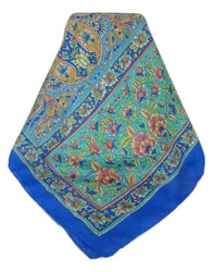 Classic Paisley Long Scarf Mulberry Silk Chia French Blue by Pashmina & Silk