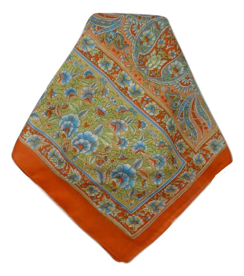 Classic Paisley Long Scarf Mulberry Silk Chia Marigold by Pashmina & Silk