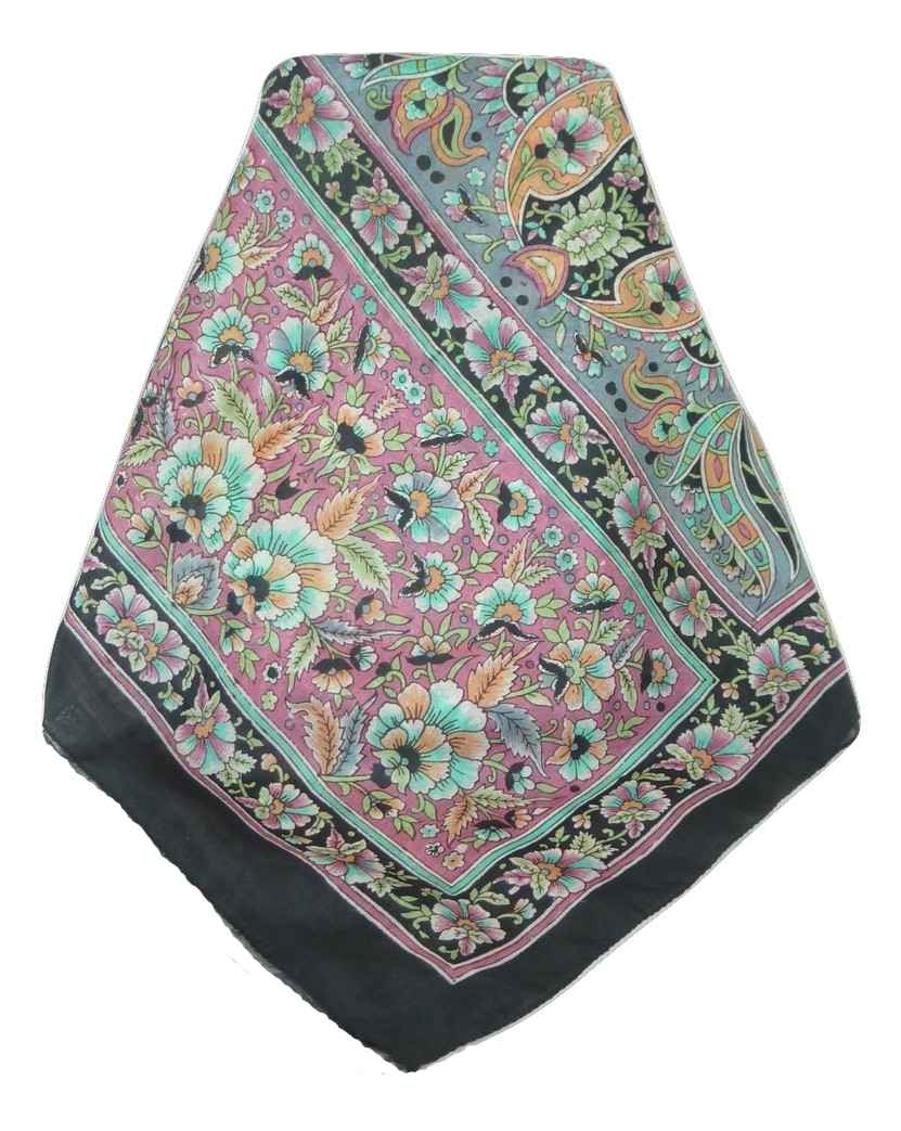 Classic Paisley Long Scarf Mulberry Silk Chia Jet by Pashmina & Silk