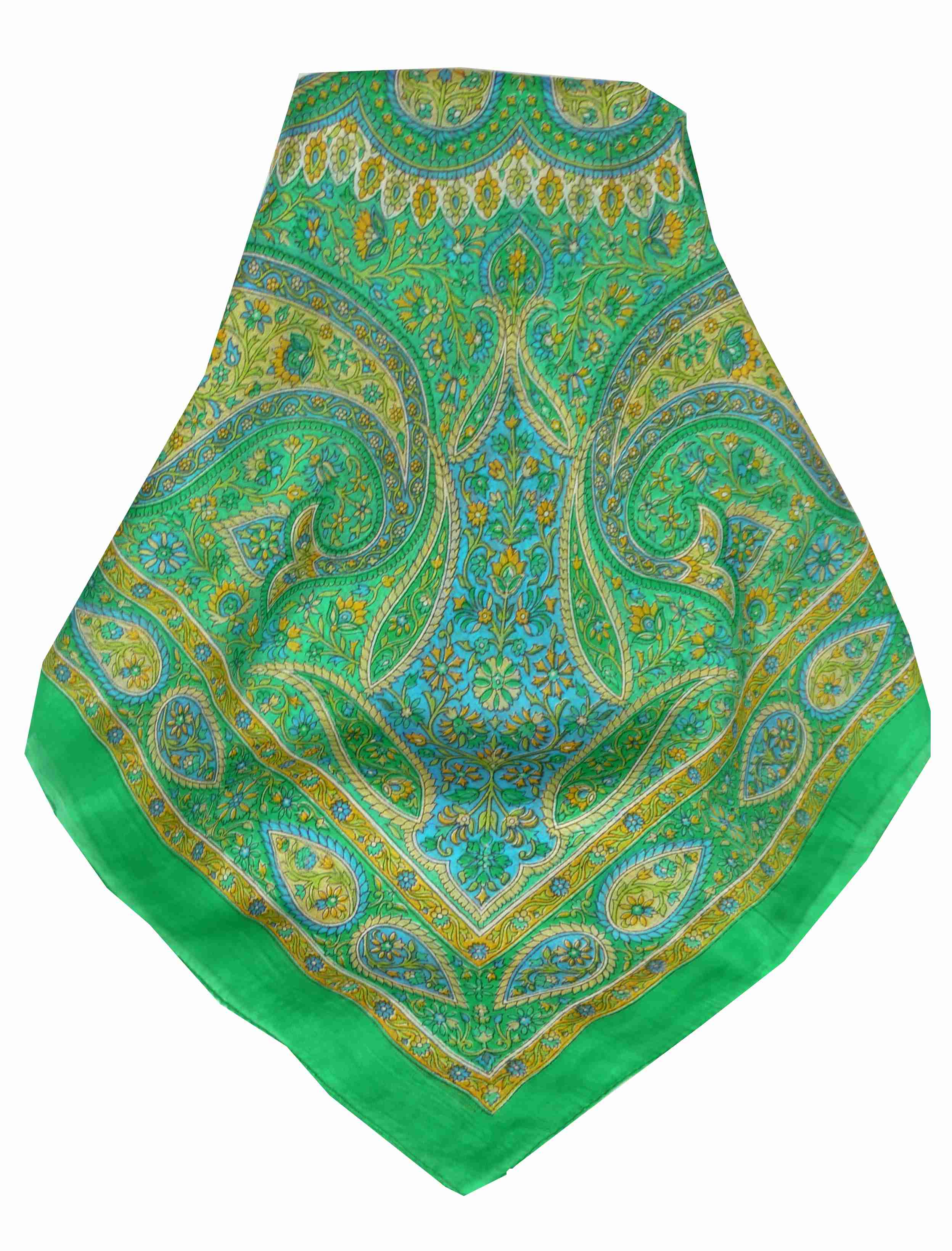 Tradizionale Sciarpa Quadrata di Seta Amnat Teal di Pashmina & Silk