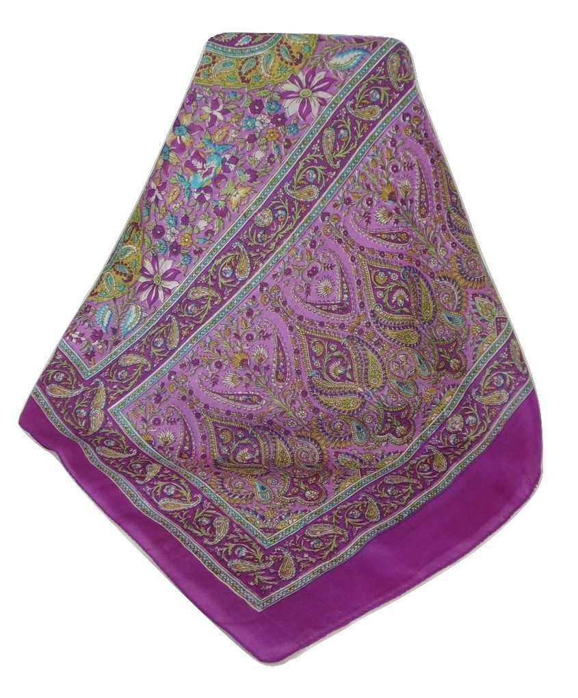 Classic Paisley Long Scarf Mulberry Silk Sehgal Plum by Pashmina & Silk