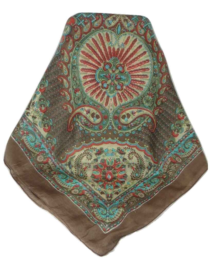 Sciarpa Quadrata Paisley Seta di Gelso Narine Chocolate da Pashmina & Silk