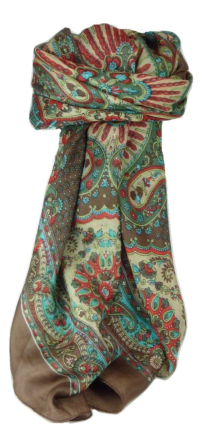  Sciarpa Quadrata Paisley Seta di Gelso Narine Chocolate da Pashmina & Silk