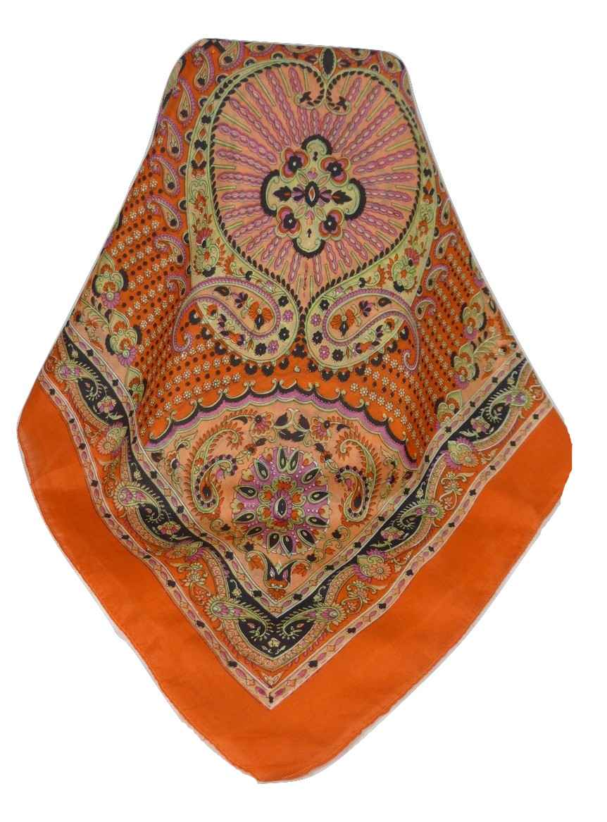  Sciarpa Quadrata Paisley Seta di Gelso Narine Marigold da Pashmina & Silk