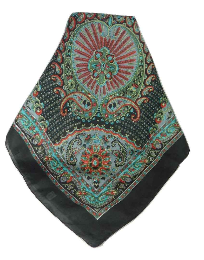  Sciarpa Quadrata Paisley Seta di Gelso Narine Jet da Pashmina & Silk