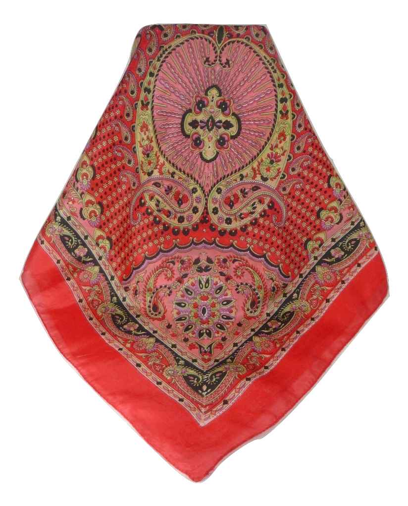  Sciarpa Quadrata Paisley Seta di Gelso Narine Scarlet da Pashmina & Silk