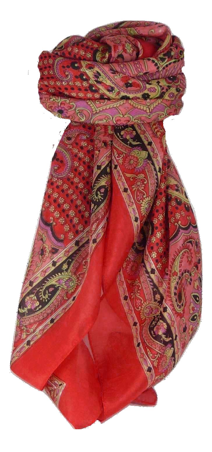  Sciarpa Quadrata Paisley Seta di Gelso Narine Scarlet da Pashmina & Silk