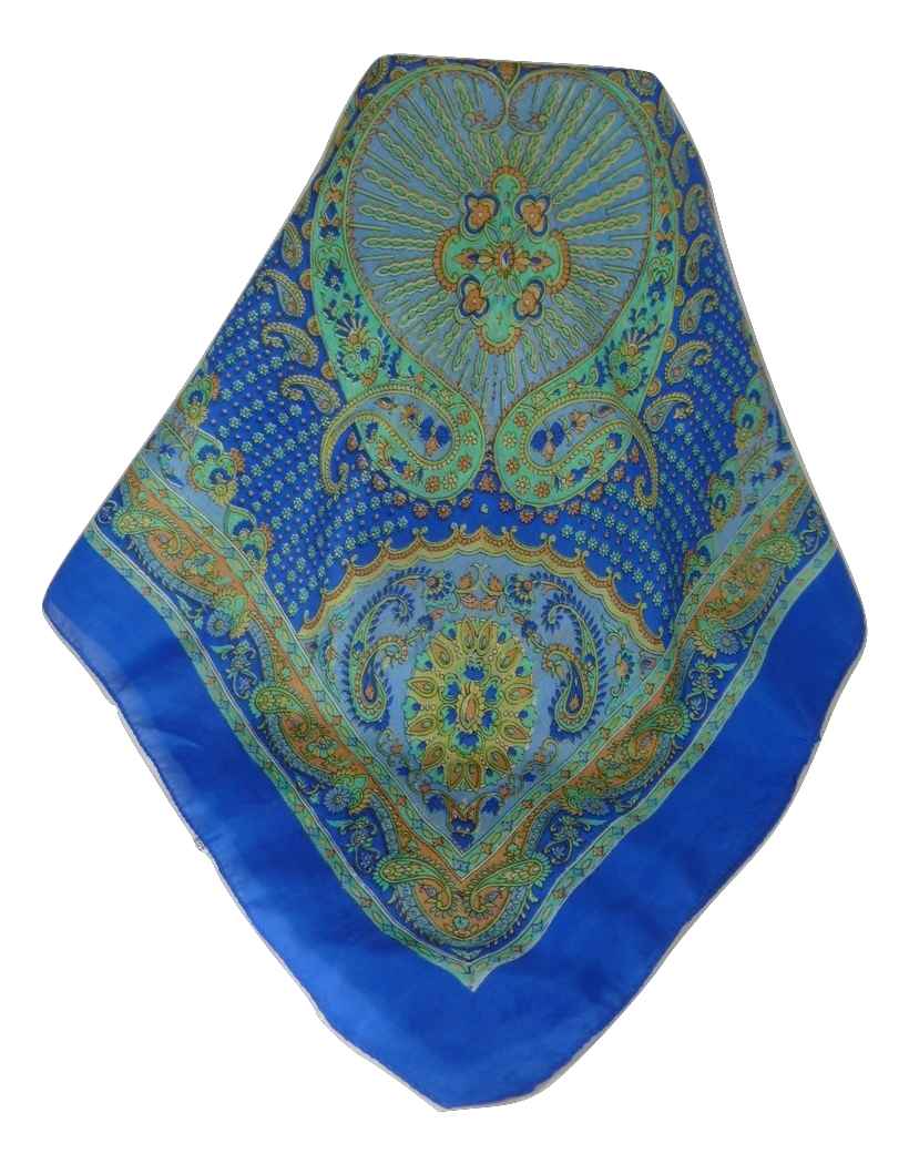  Sciarpa Quadrata Paisley Seta di Gelso Narine French Blue da Pashmina & Silk
