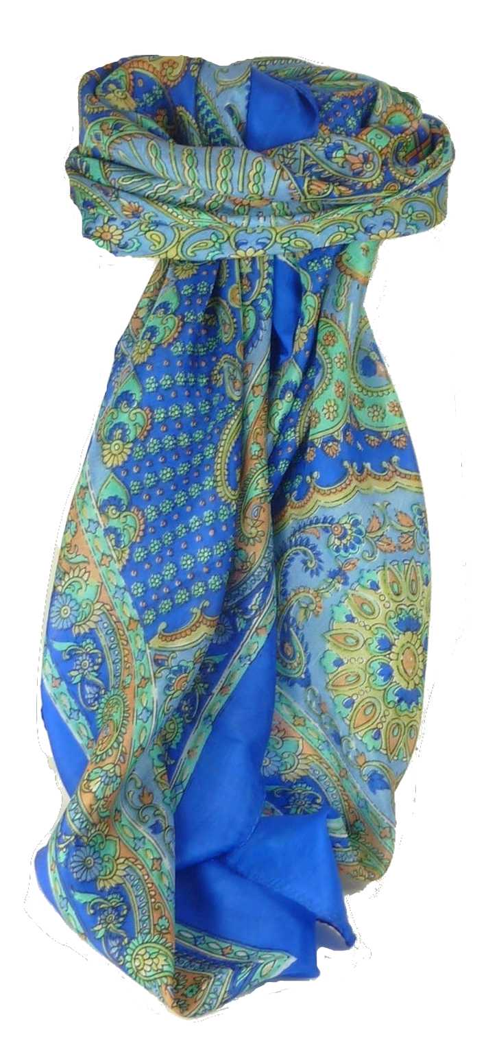  Sciarpa Quadrata Paisley Seta di Gelso Narine French Blue da Pashmina & Silk