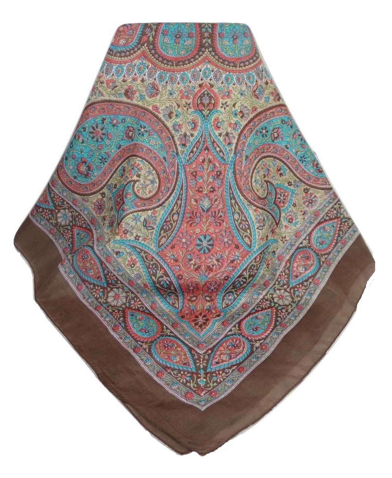  Sciarpa Quadrata Paisley Seta di Gelso Balay Chocolate da Pashmina & Silk