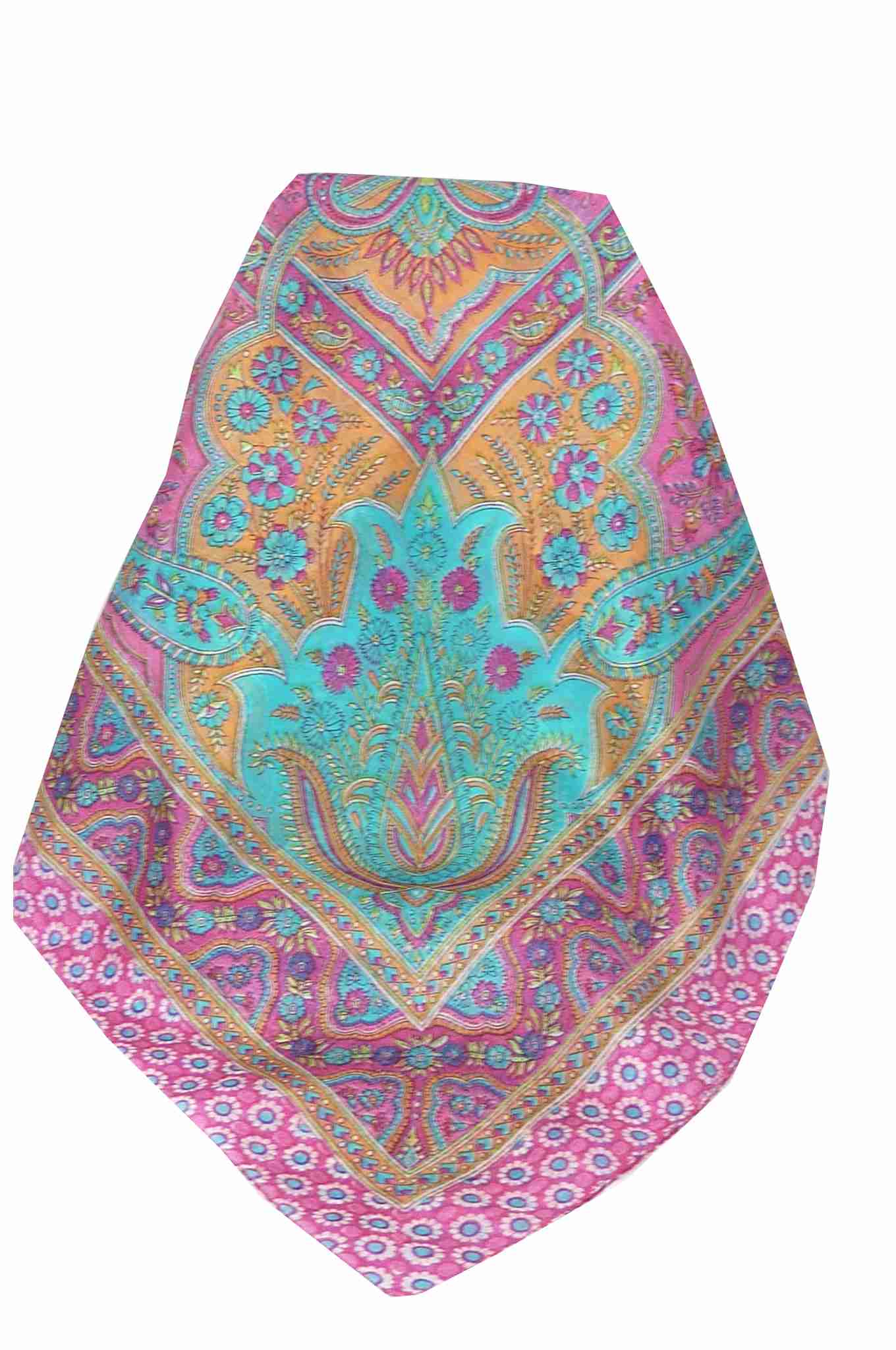 Tradizionale Sciarpa Quadrata di Seta Koyna Cerise di Pashmina & Silk