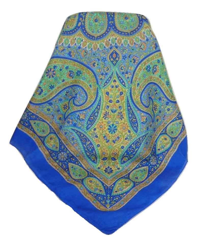  Sciarpa Quadrata Paisley Seta di Gelso Balay French Blue da Pashmina & Silk