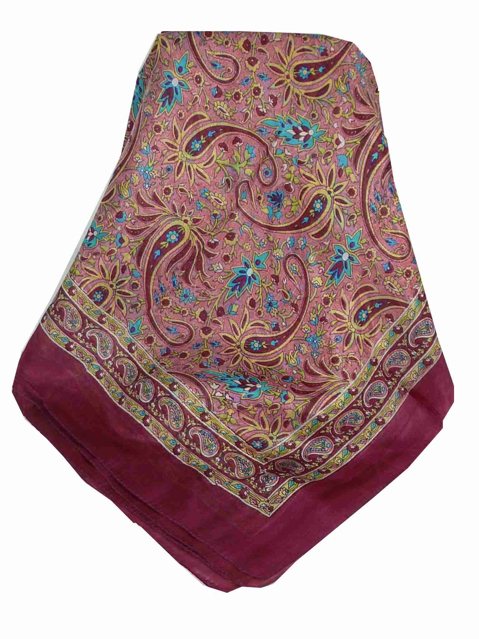 Tradizionale Sciarpa Quadrata di Seta Pallik Violet di Pashmina & Silk
