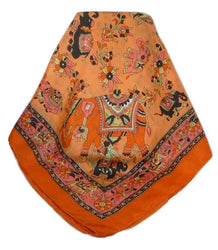Classic Paisley Square Scarf Mulberry Silk Kakaul Marigold by Pashmina & Silk