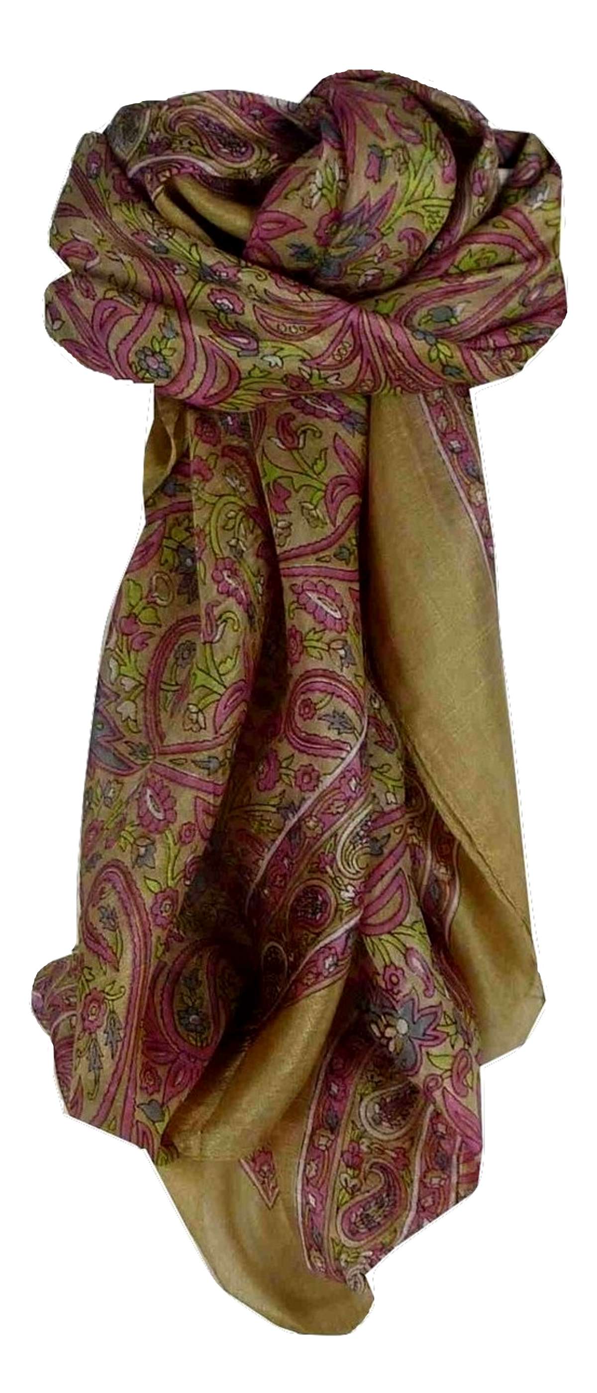 Tradizionale Sciarpa Quadrata di Seta Pallik Chestnut di Pashmina & Silk