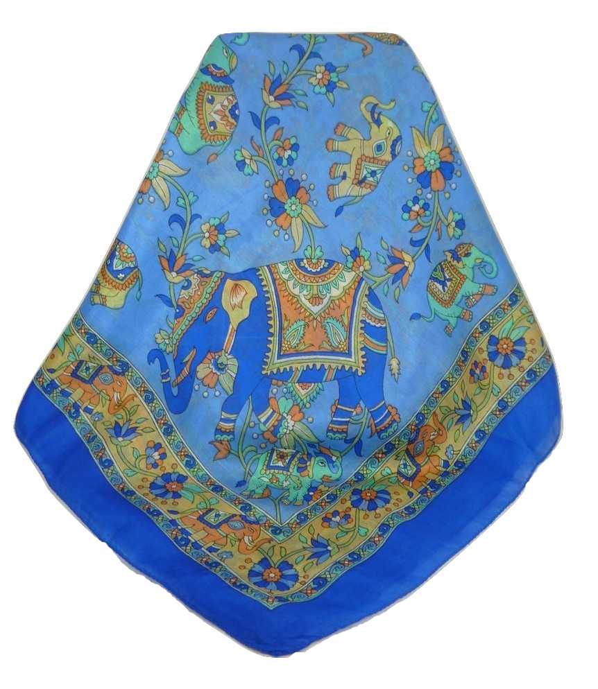  Sciarpa Quadrata Paisley Seta di Gelso Kakaul French Blue da Pashmina & Silk