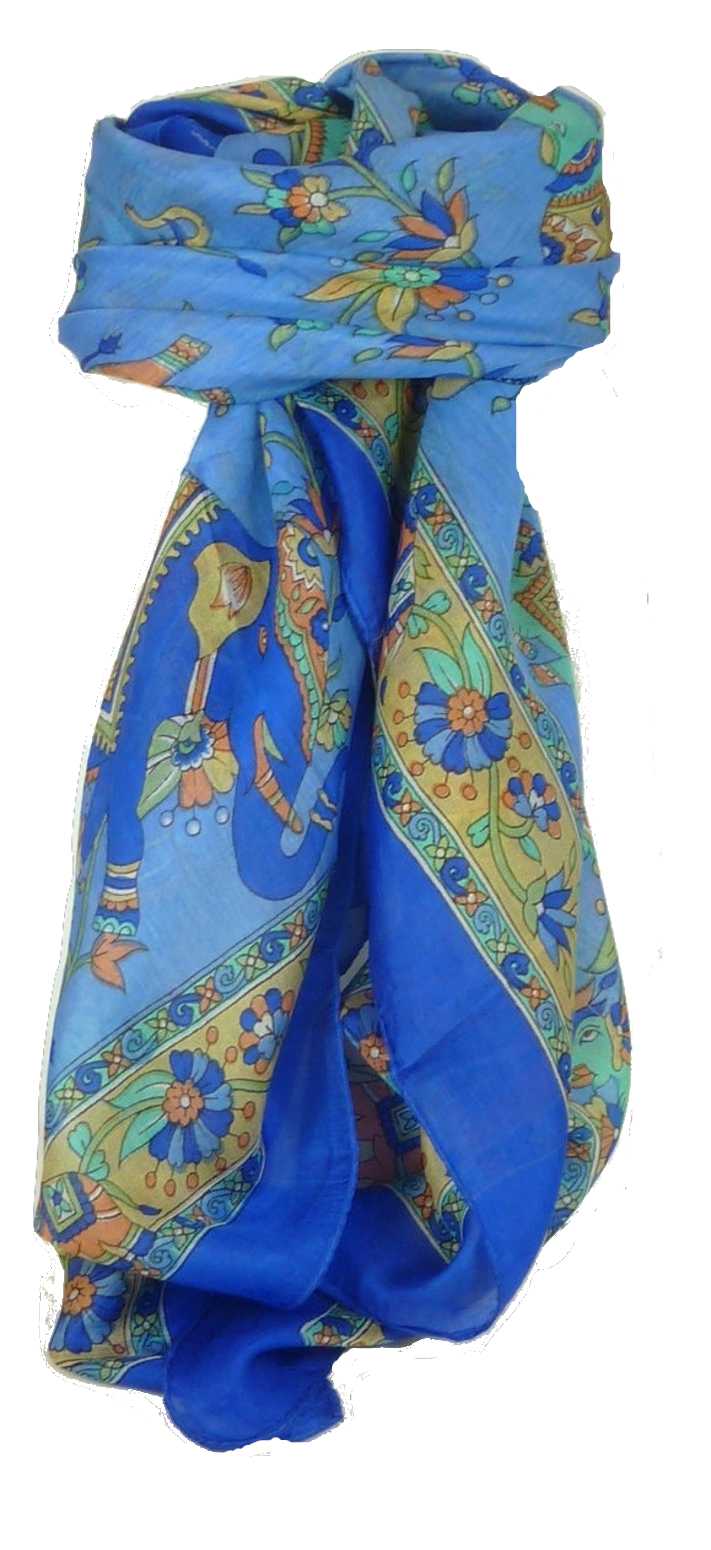  Sciarpa Quadrata Paisley Seta di Gelso Kakaul French Blue da Pashmina & Silk