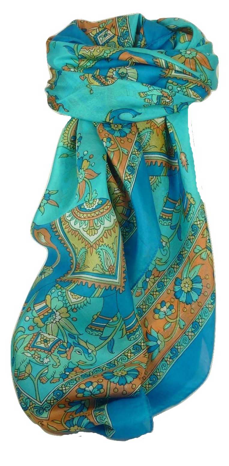  Sciarpa Quadrata Paisley Seta di Gelso Kakaul Forget Me Not da Pashmina & Silk