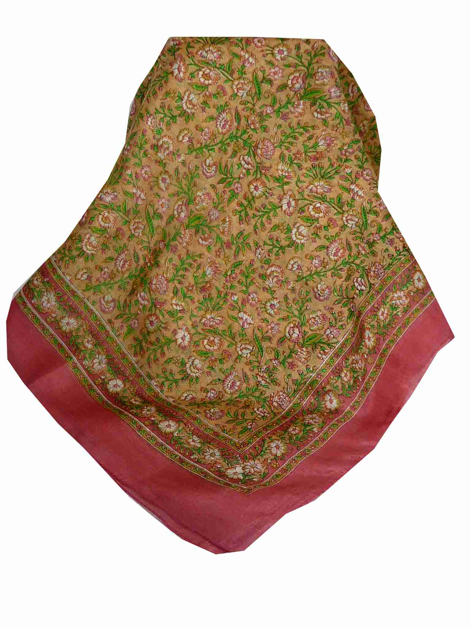 Mulberry Silk Traditional Square Scarf Veda Rose by Pashmina & Silk