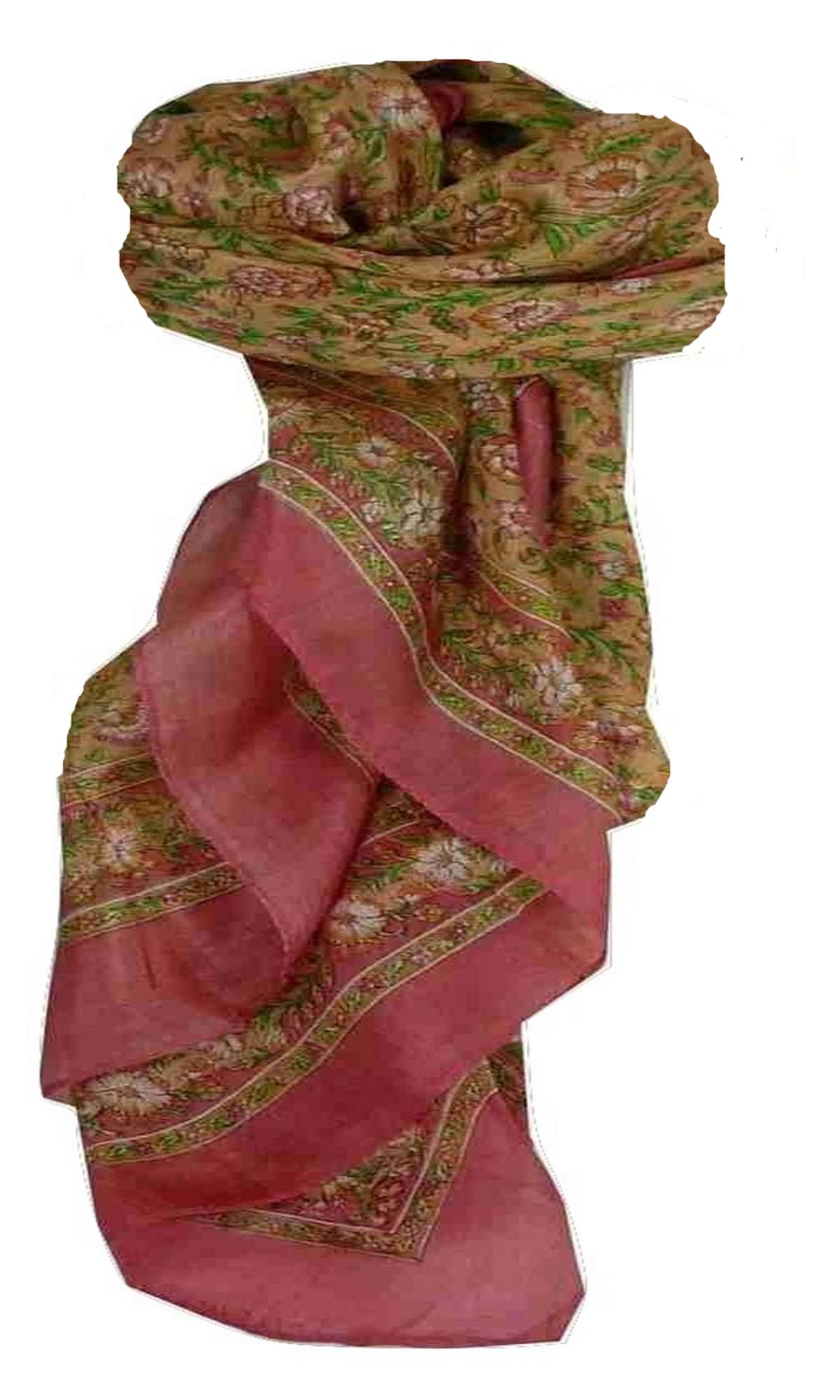 Mulberry Silk Traditional Square Scarf Veda Rose by Pashmina & Silk