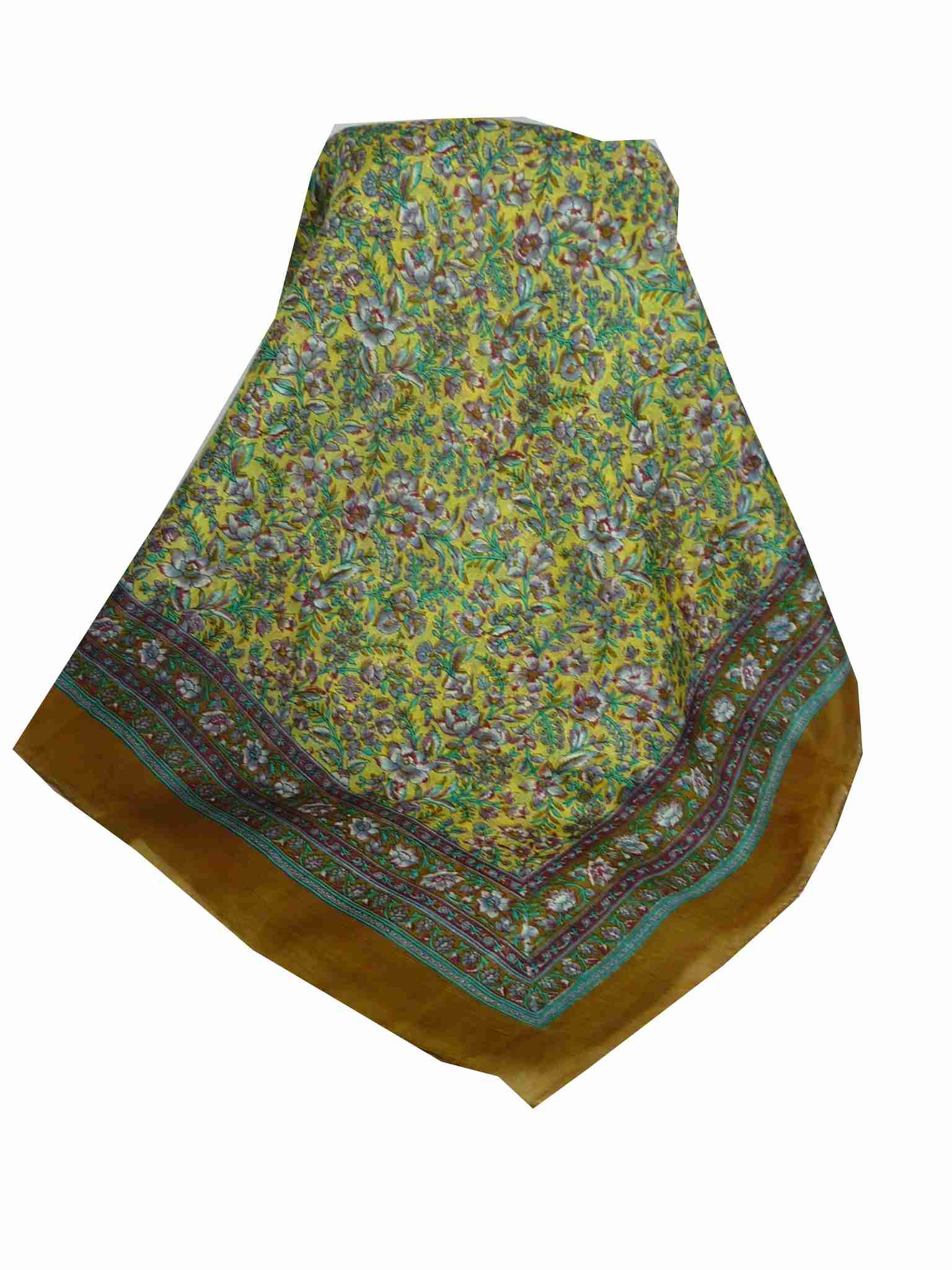 Mulberry Silk Traditional Square Scarf Veda Caramel by Pashmina & Silk