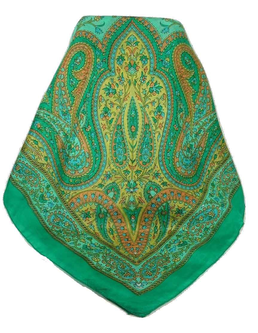  Sciarpa Quadrata Paisley Seta di Gelso Nori Jade da Pashmina & Silk