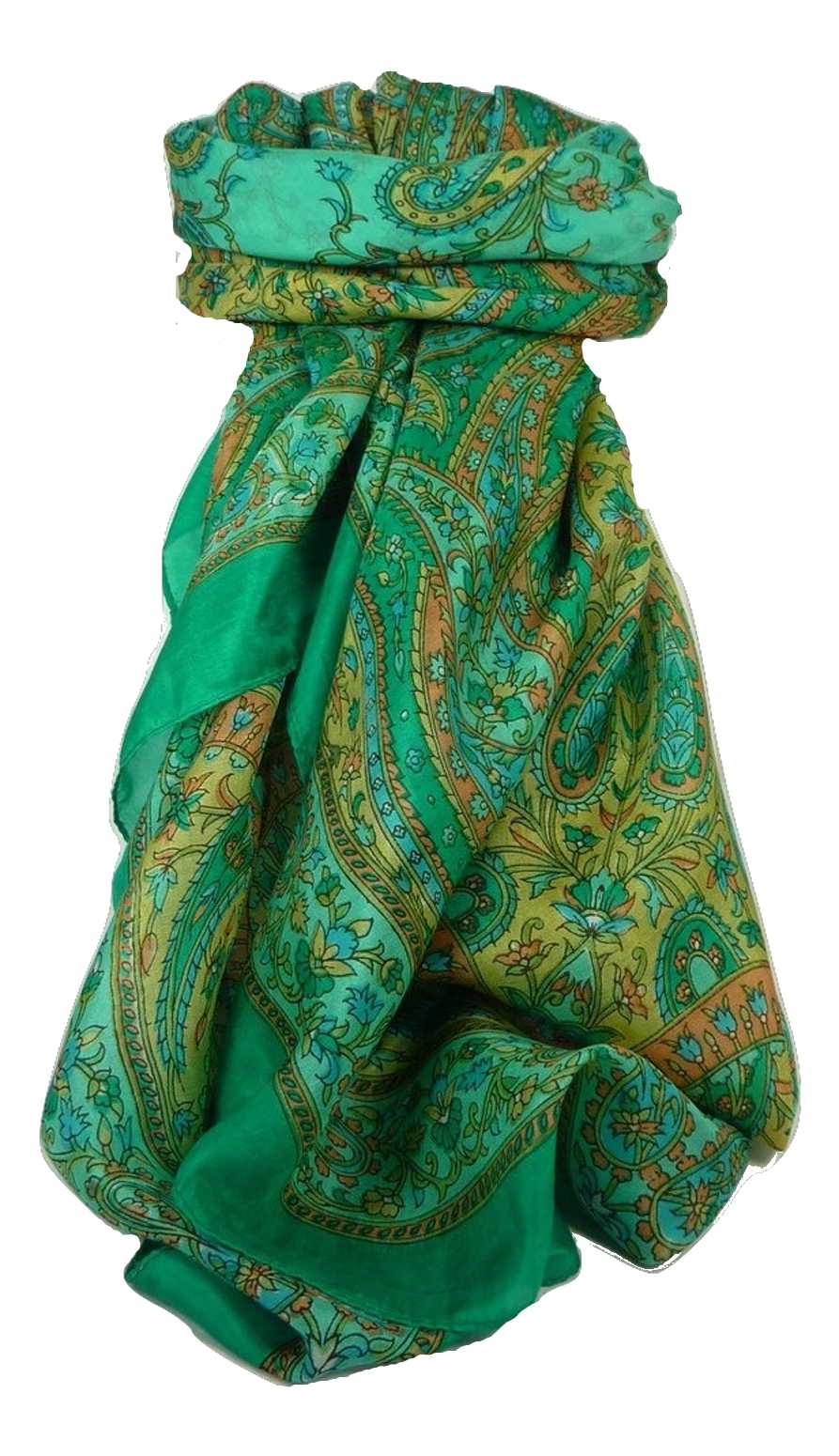 Sciarpa Quadrata Paisley Seta di Gelso Nori Jade da Pashmina & Silk