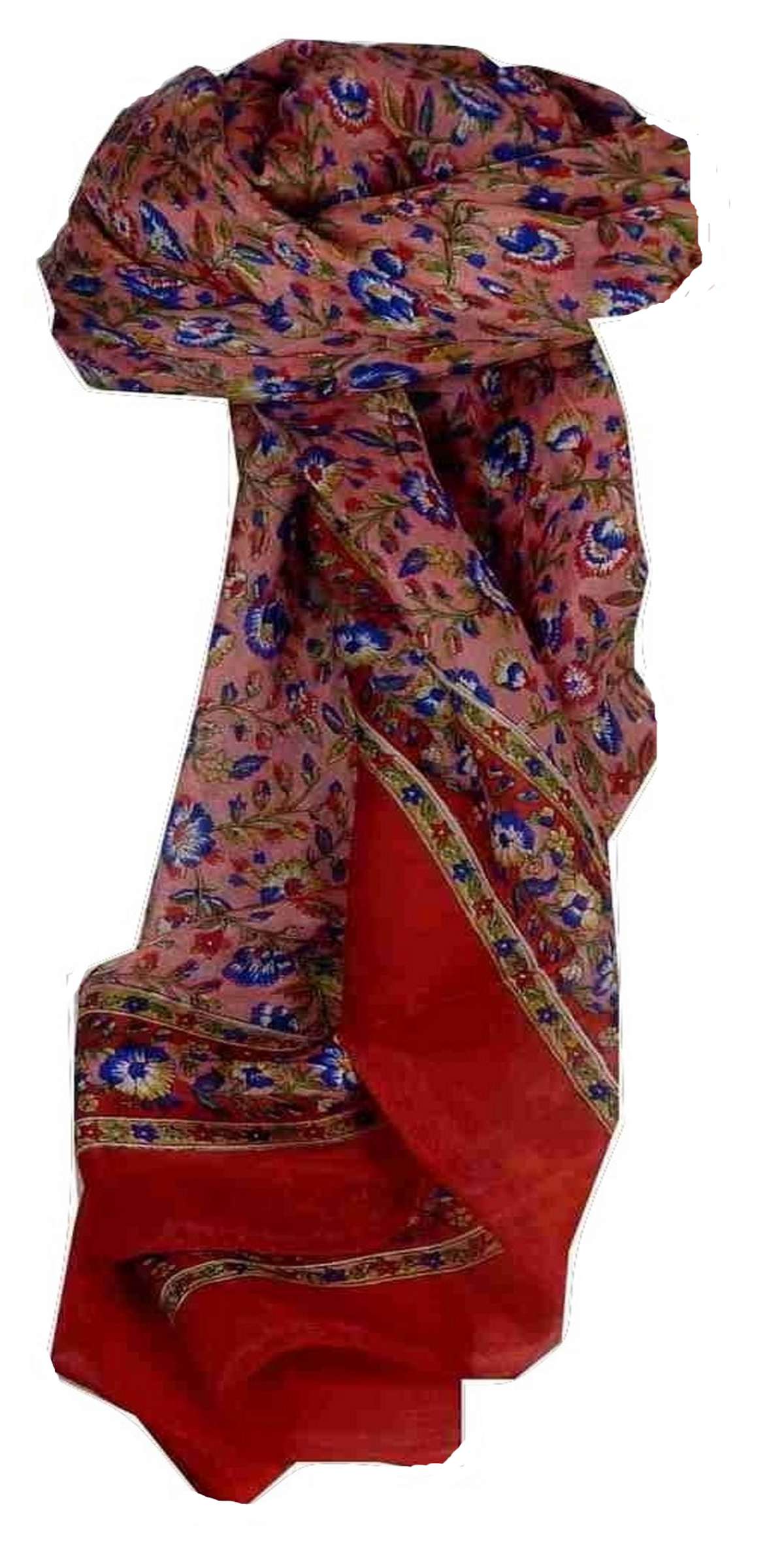 Mulberry Silk Traditional Square Scarf Veda Red by Pashmina & Silk