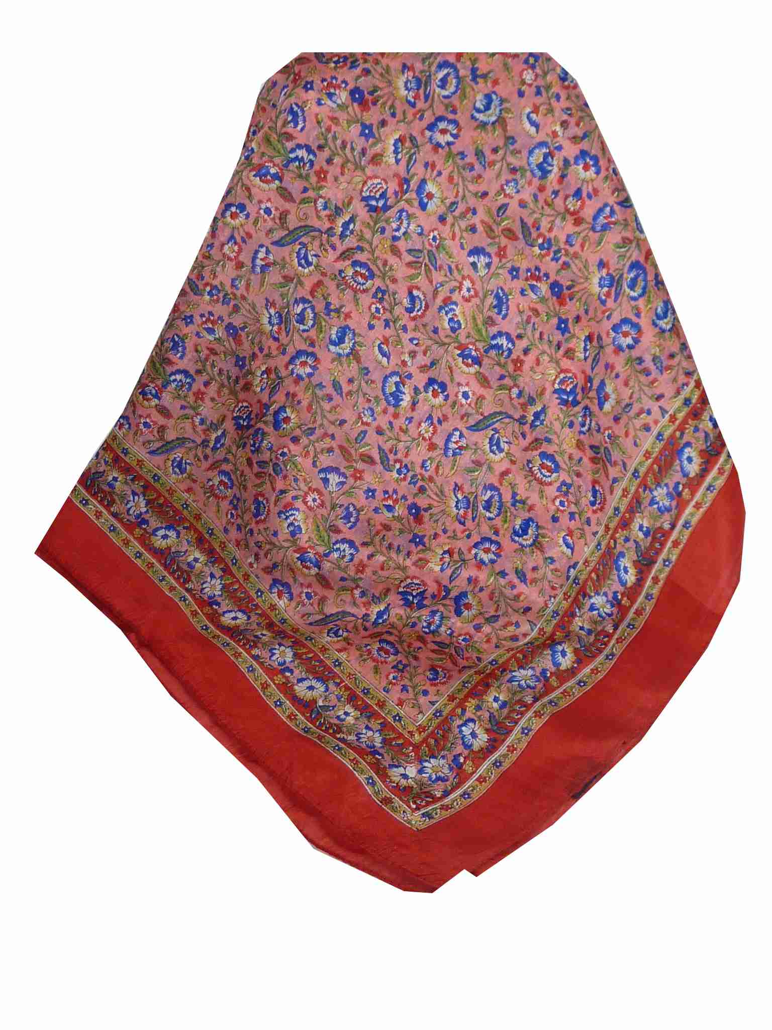 Mulberry Silk Traditional Square Scarf Veda Red by Pashmina & Silk