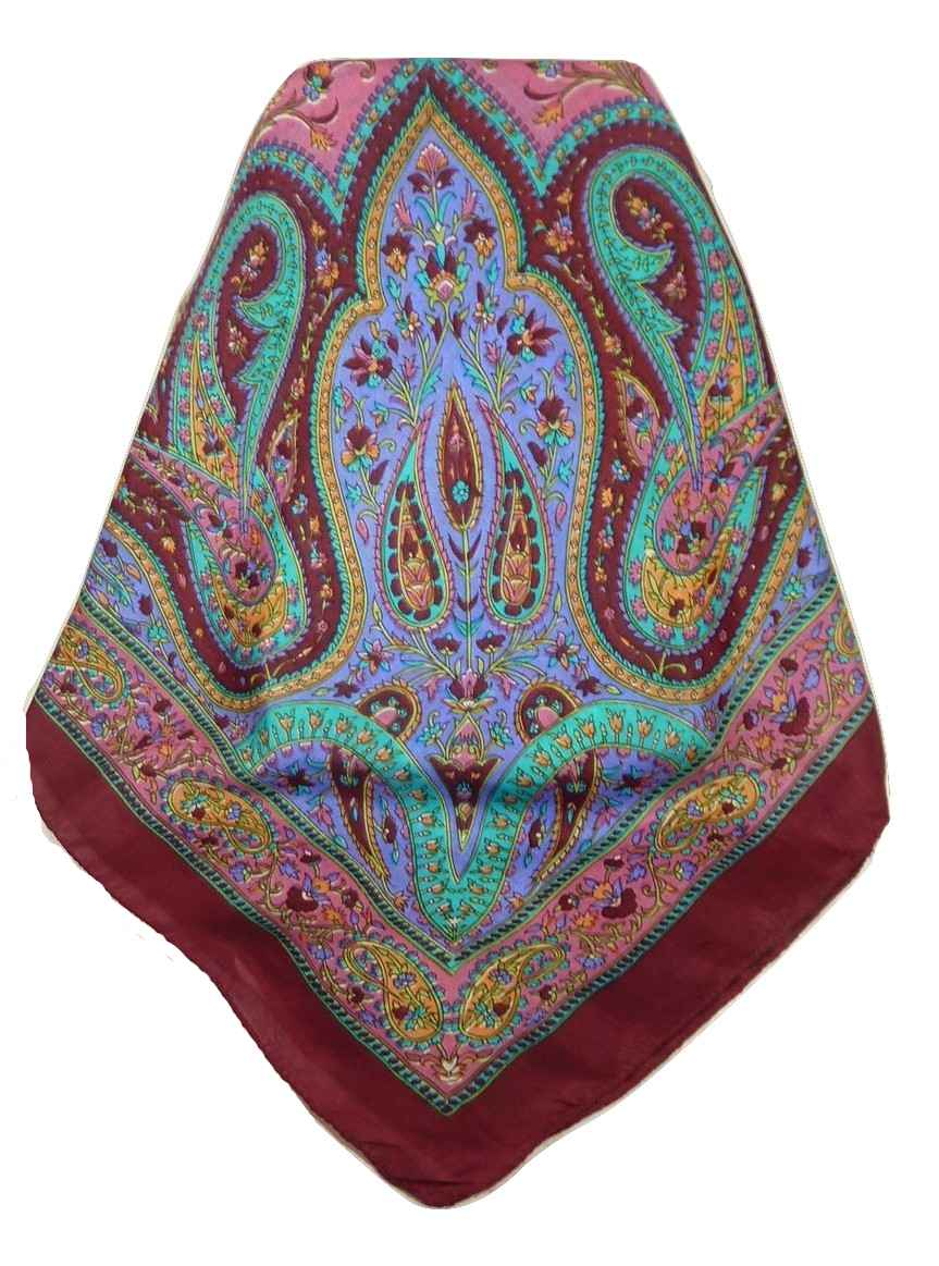  Sciarpa Quadrata Paisley Seta di Gelso Nori Hibiscus da Pashmina & Silk