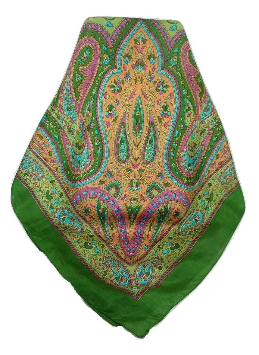  Sciarpa Quadrata Paisley Seta di Gelso Nori Mint da Pashmina & Silk