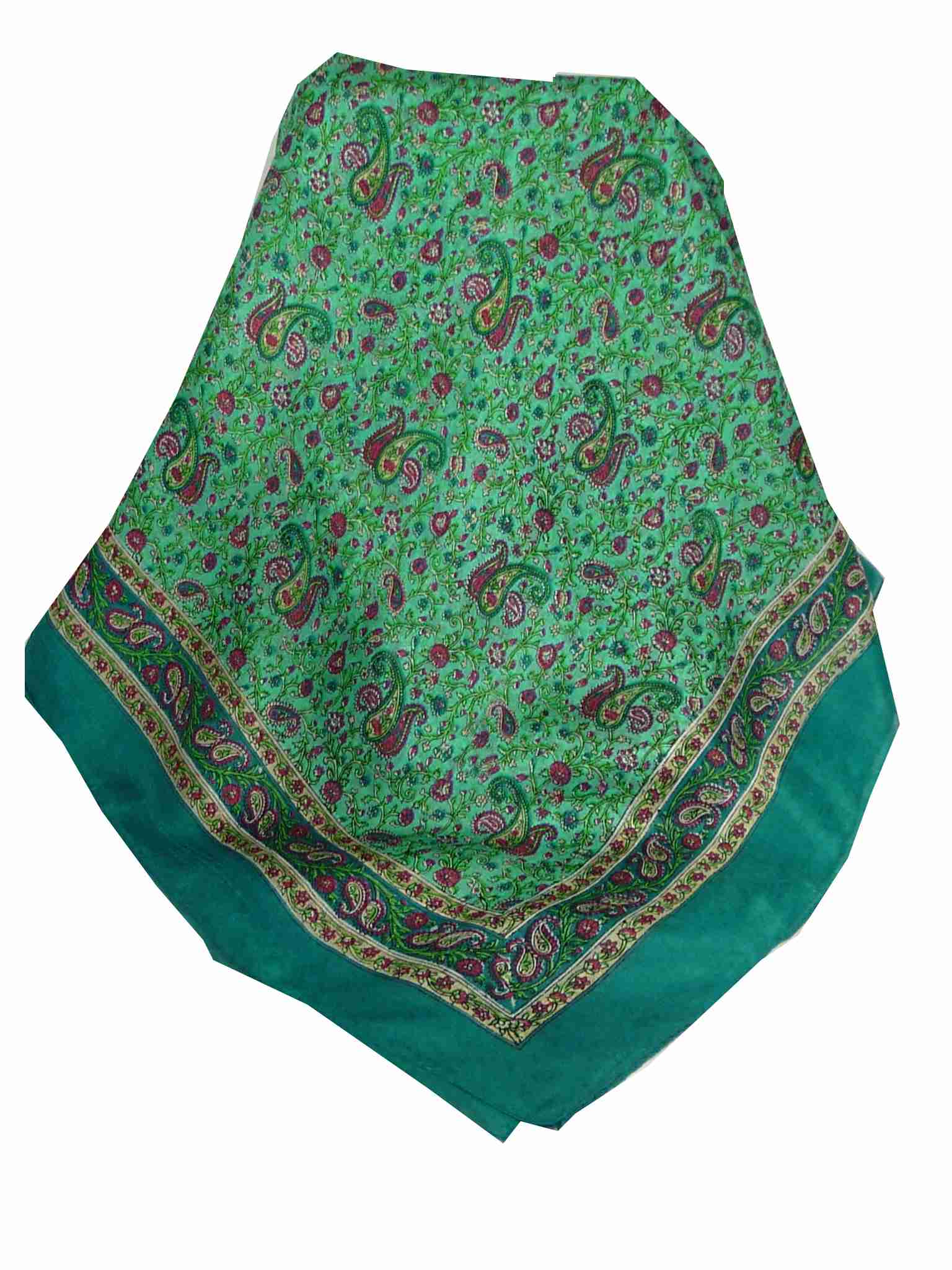 Mulberry Silk Traditional Square Scarf Zena Teal by Pashmina & Silk