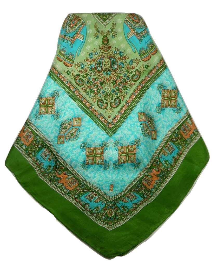  Sciarpa Quadrata Paisley Seta di Gelso Dyal Mint da Pashmina & Silk