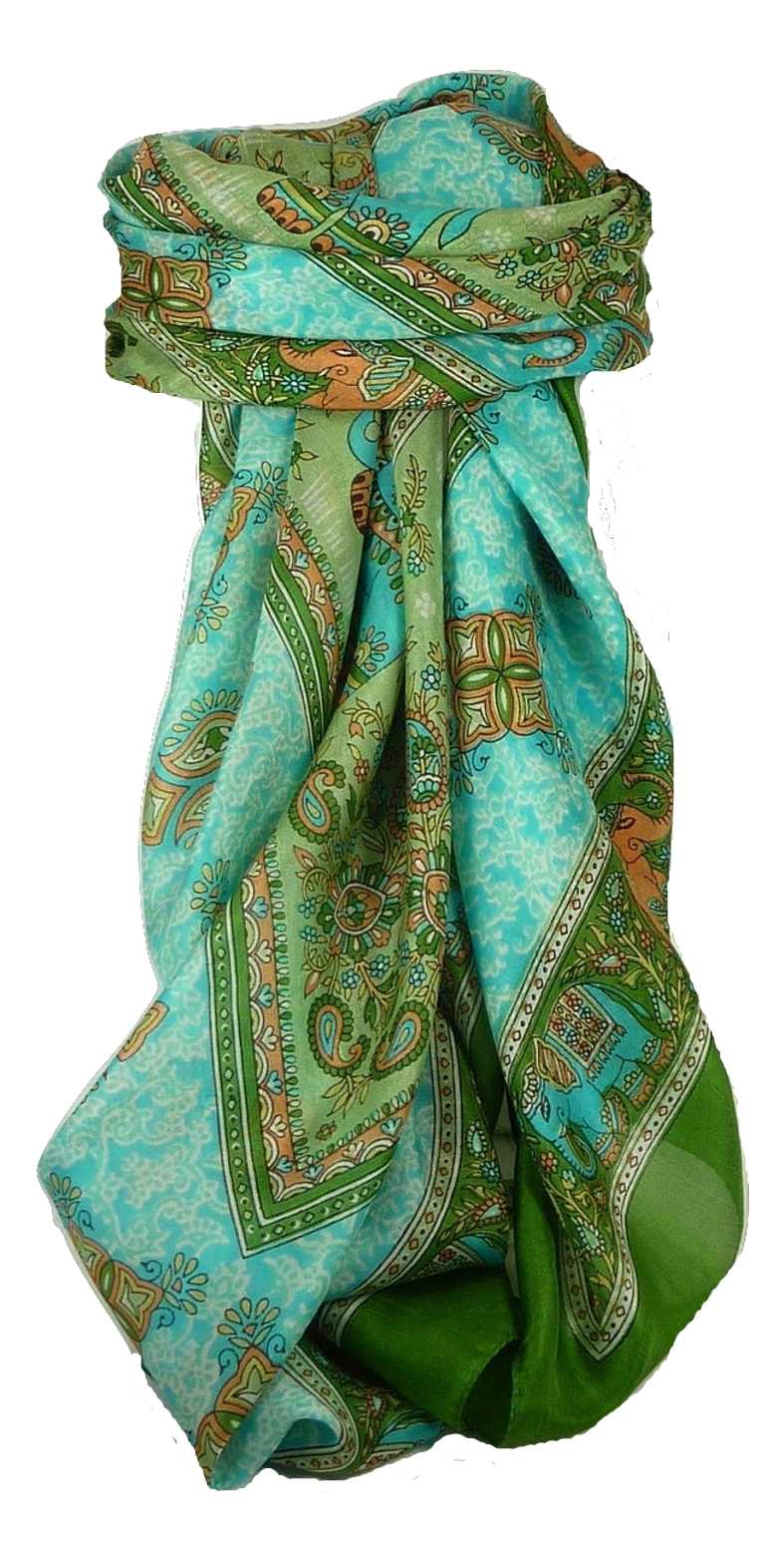  Sciarpa Quadrata Paisley Seta di Gelso Dyal Mint da Pashmina & Silk