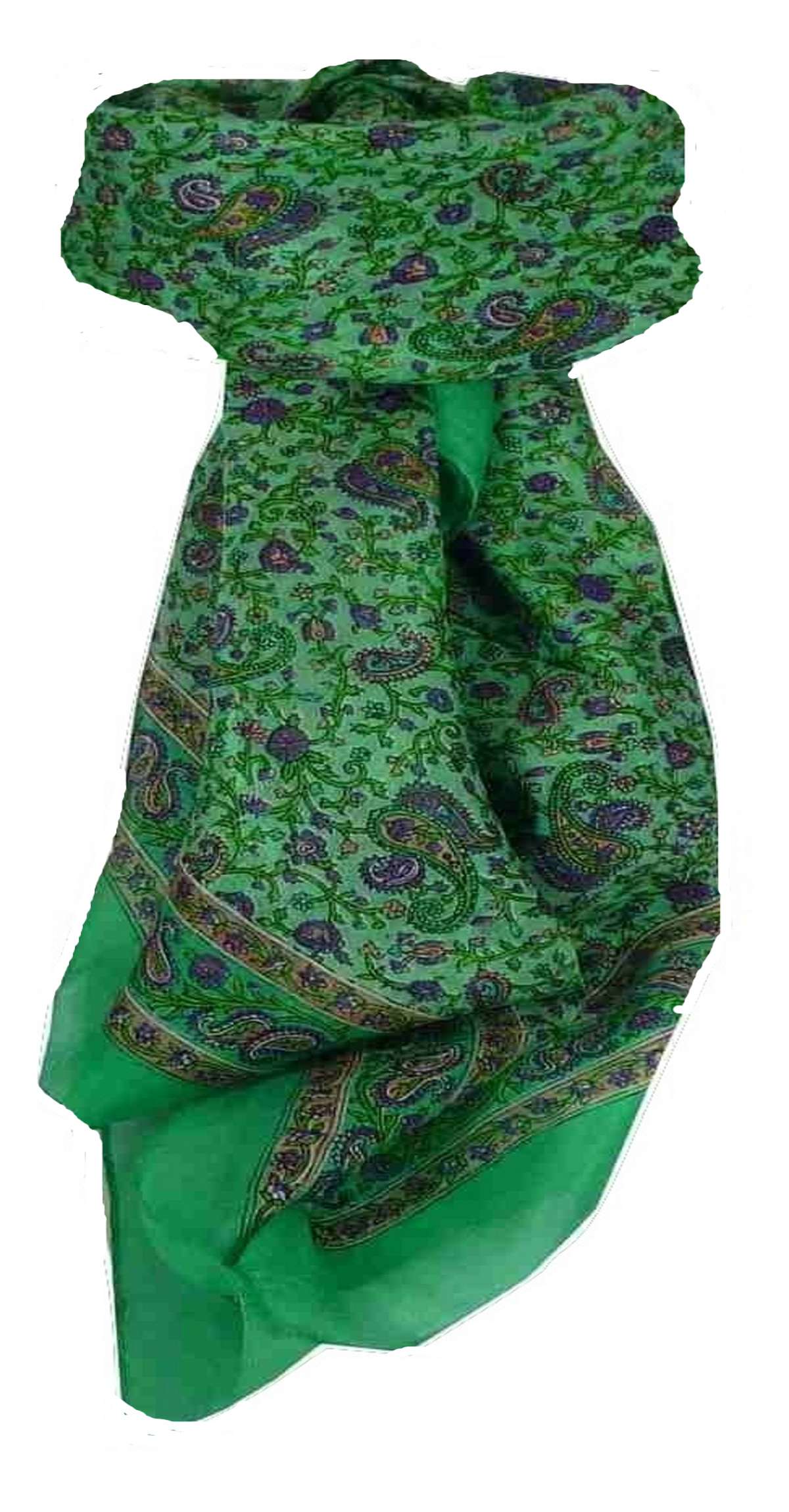 Mulberry Silk Traditional Square Scarf Zena Light Teal by Pashmina & Silk