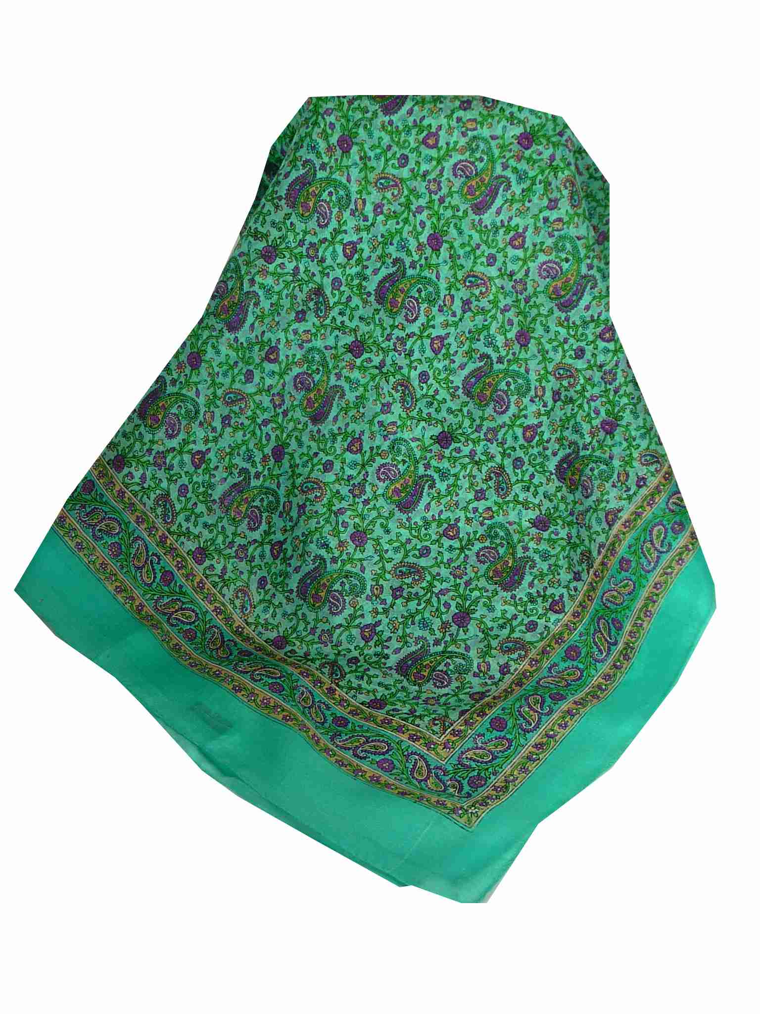 Mulberry Silk Traditional Square Scarf Zena Light Teal by Pashmina & Silk