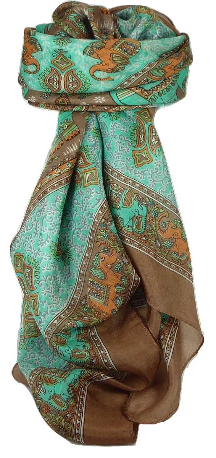  Sciarpa Quadrata Paisley Seta di Gelso Dyal Siennada Pashmina & Silk