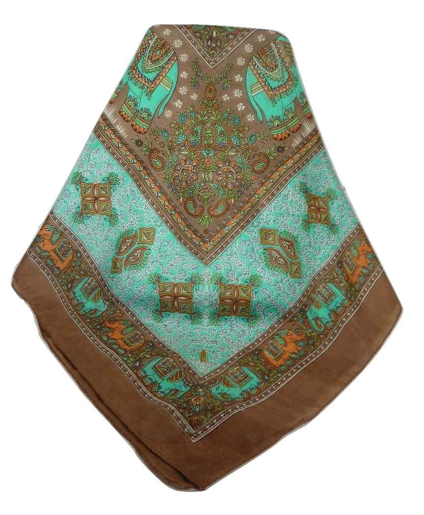  Sciarpa Quadrata Paisley Seta di Gelso Dyal Siennada Pashmina & Silk