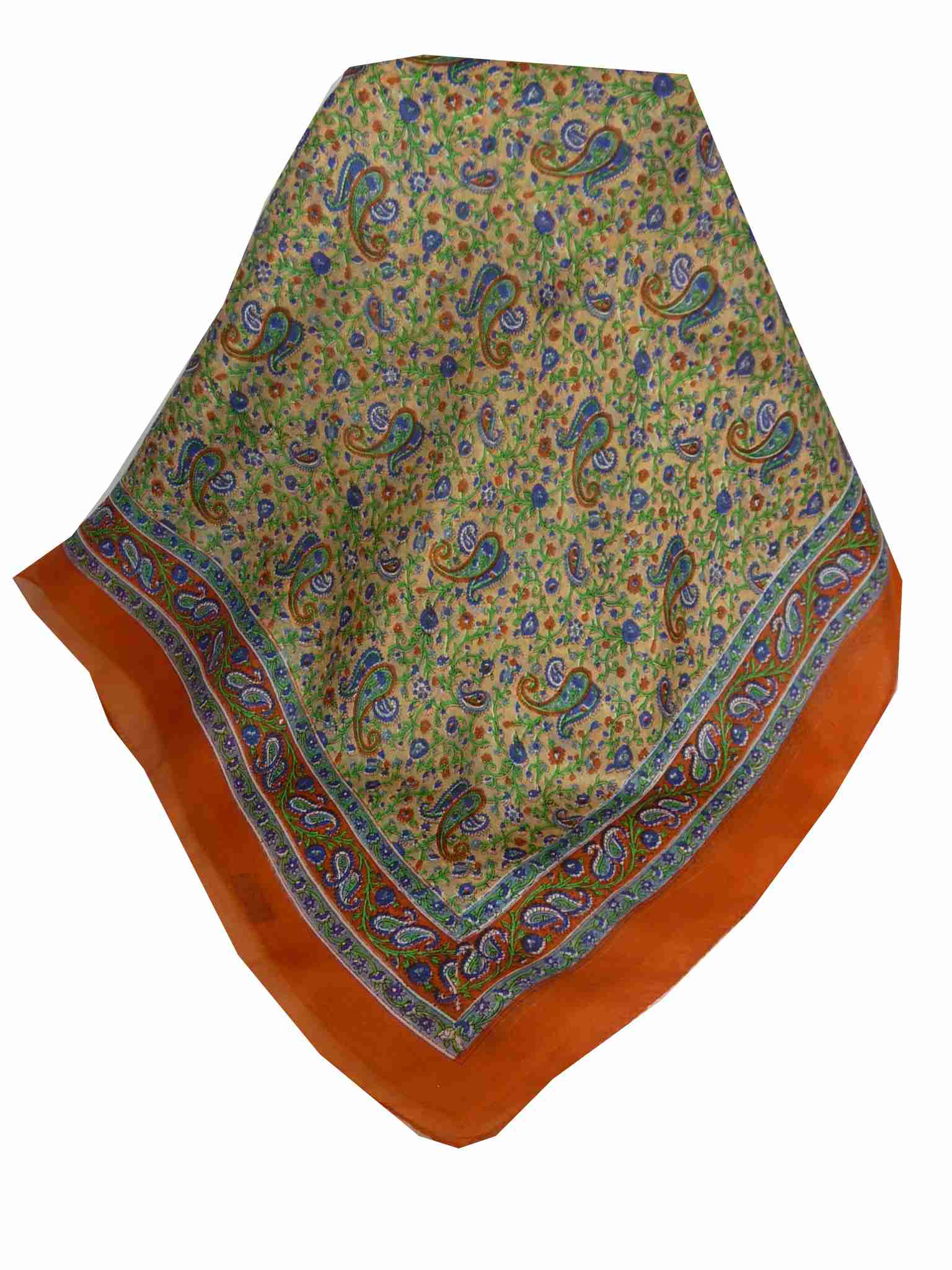 Mulberry Silk Traditional Square Scarf Zena Terracotta by Pashmina & Silk