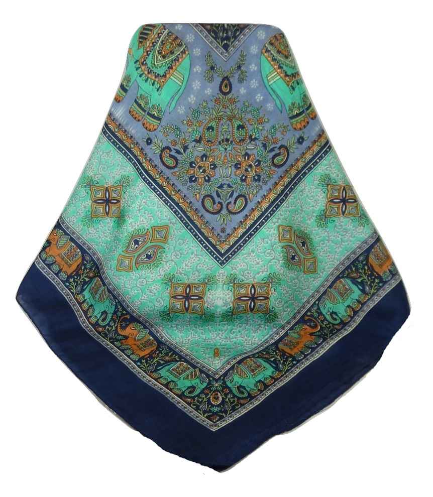 Sciarpa Quadrata Paisley Seta di Gelso Dyal French Navy da Pashmina & Silk