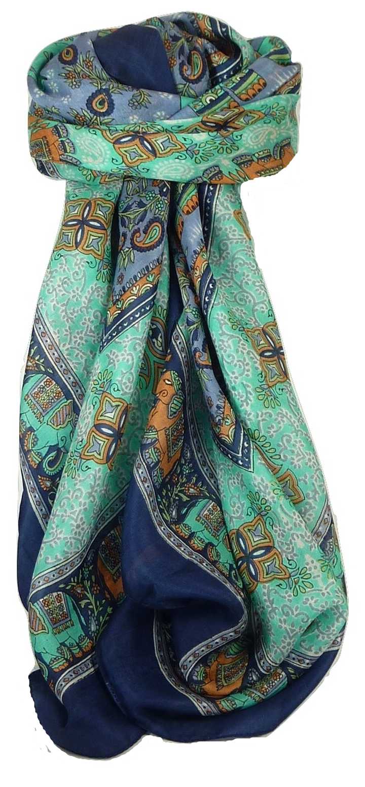  Sciarpa Quadrata Paisley Seta di Gelso Dyal French Navy da Pashmina & Silk