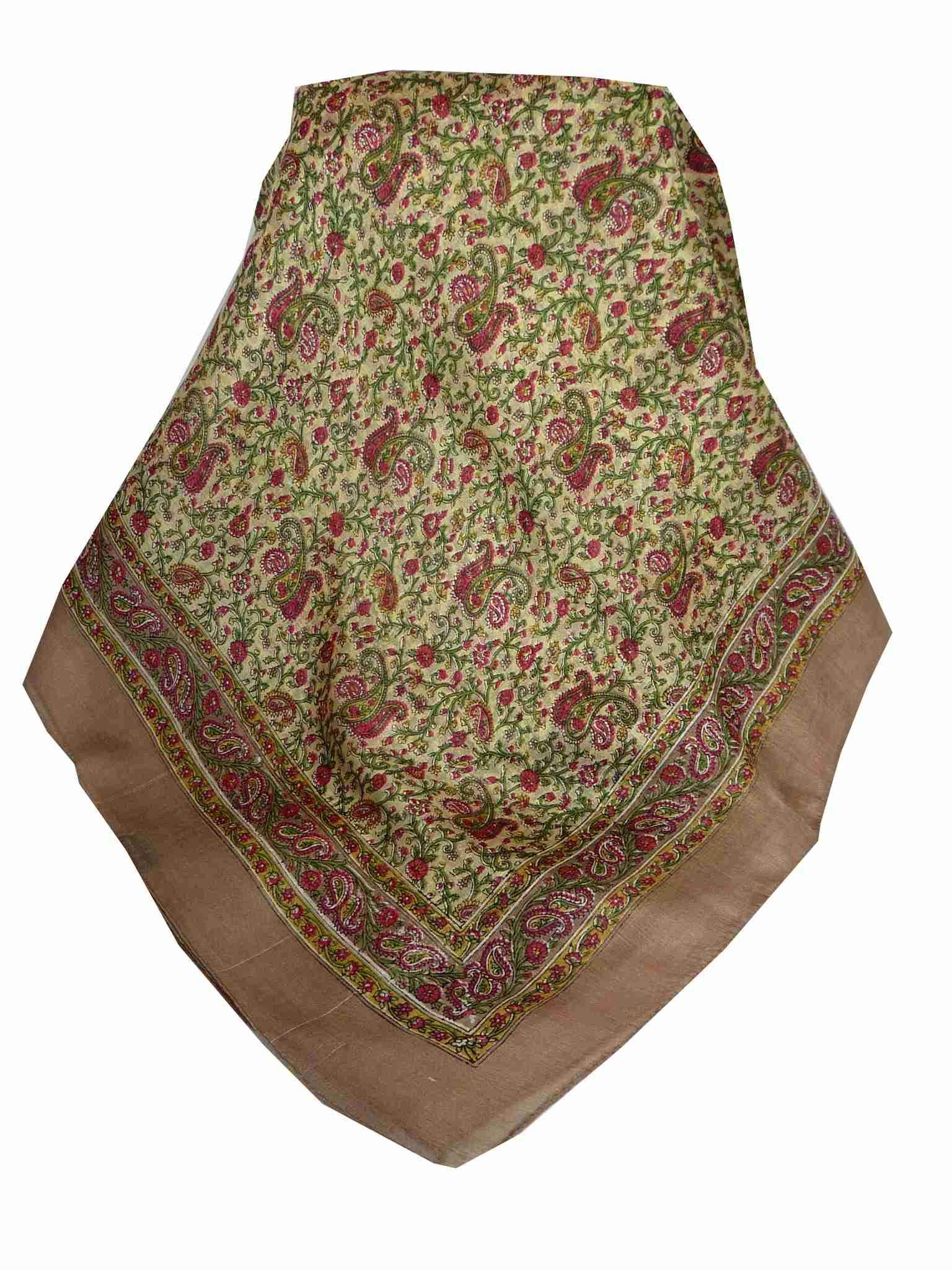 Mulberry Silk Traditional Square Scarf Zena Coffee by Pashmina & Silk