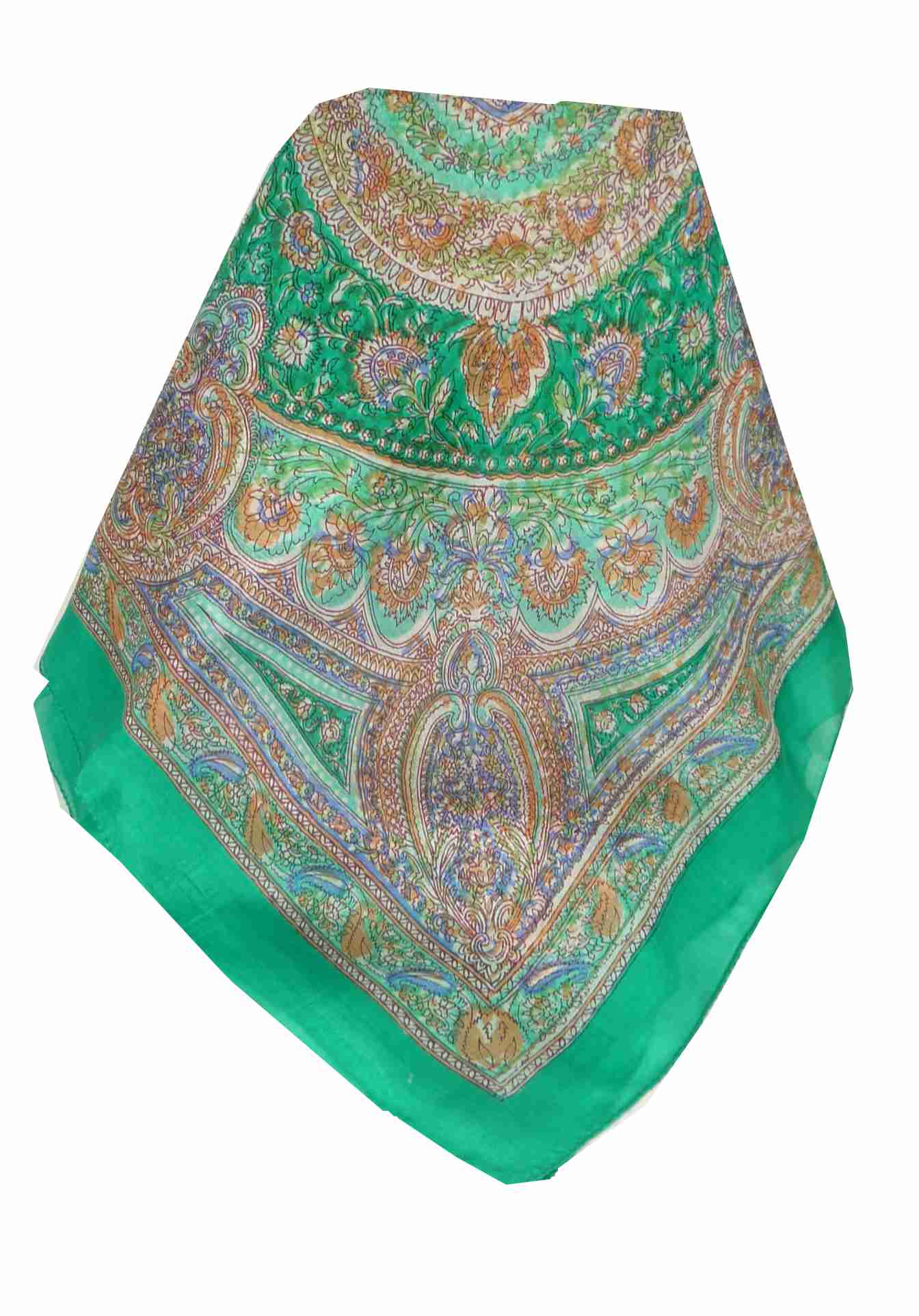 Mulberry Silk Traditional Square Scarf Kambi Teal by Pashmina & Silk