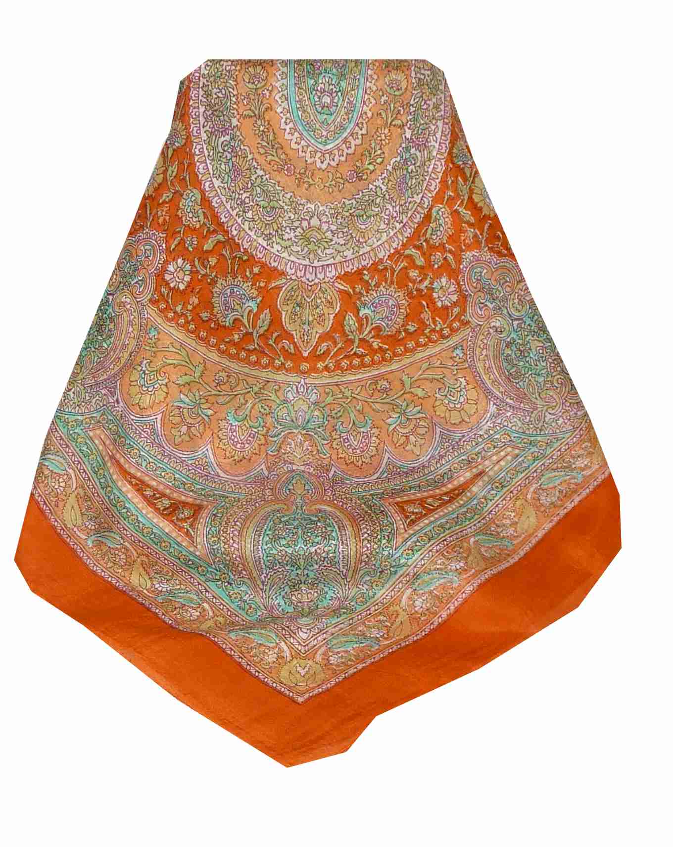 Mulberry Silk Traditional Square Scarf Kambi Terracotta by Pashmina & Silk