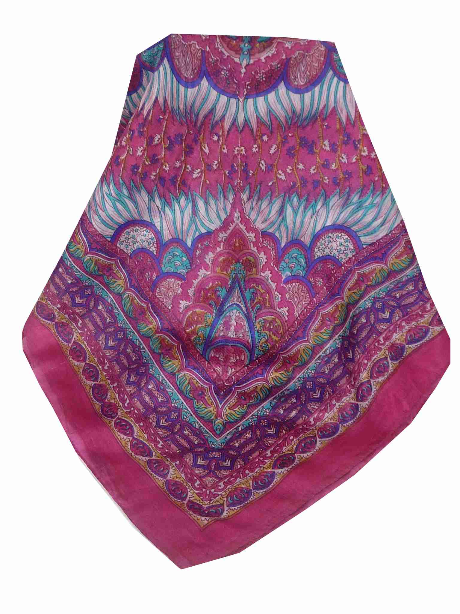 Mulberry Silk Traditional Square Scarf Tara Pink by Pashmina & Silk